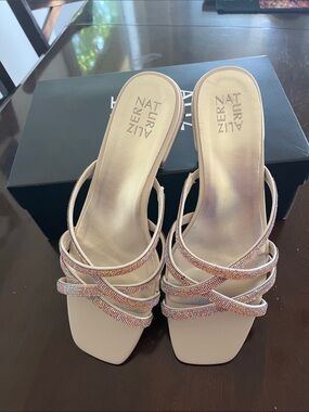 Naturalizer Rose Gold Strappy Rhinestone Mule Heels